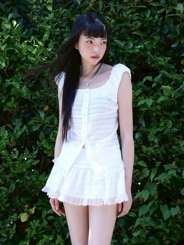 【Uglyshadow】CHECK SHIRRING SKIRT / 【アグリーシャドウ】チェックシャーリングミニスカート