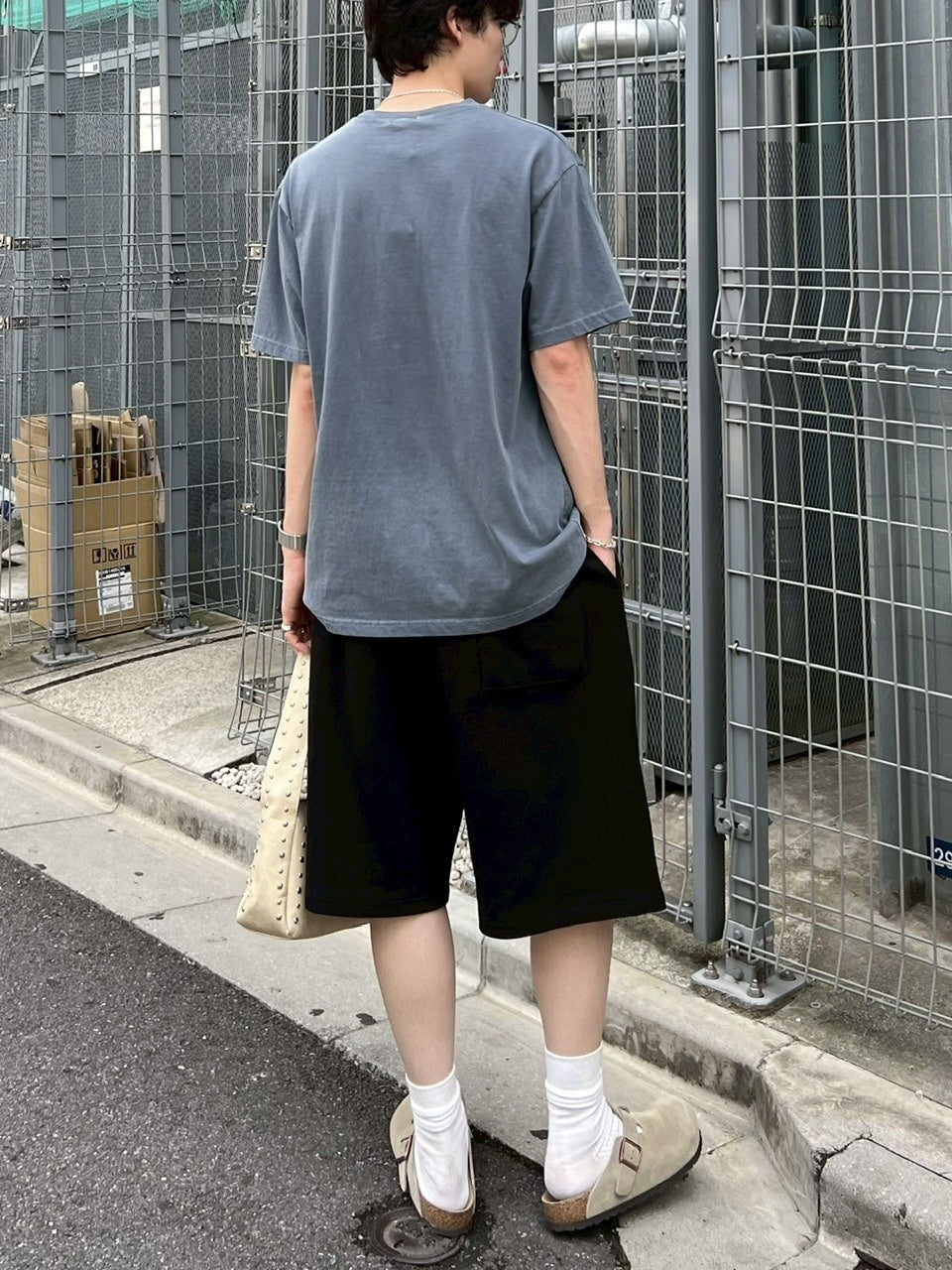 受注制【Chikashitsu +】pocket studs sweat half pants / 【チカシツプラス】ポケットスタッズスウェットハーフパンツ (2color)