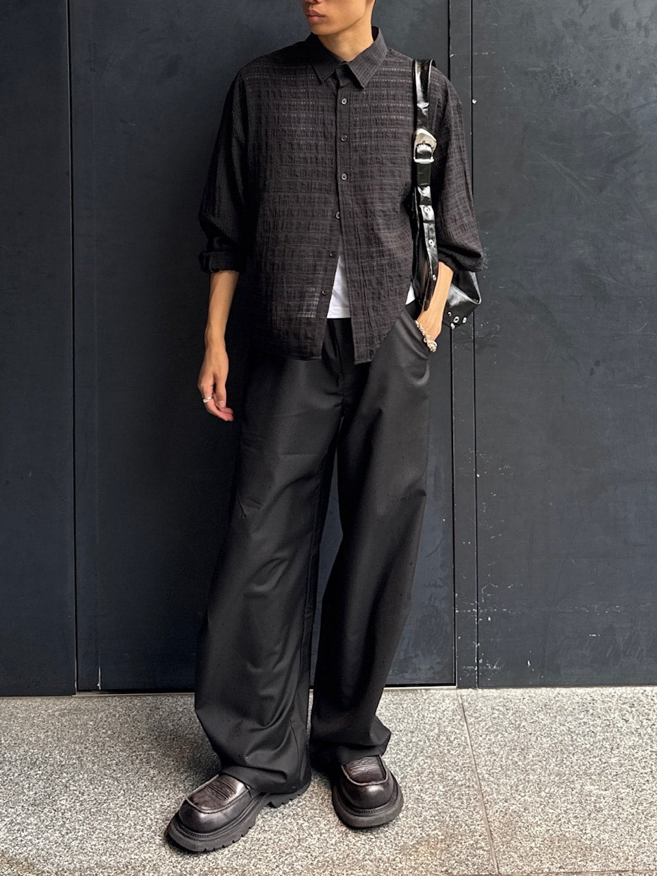東京店WEB限定受注制【Chikashitsu +】cropped check sheer shirt / 【チカシツプラス】クロップドチェックシアーシャツ (3color)