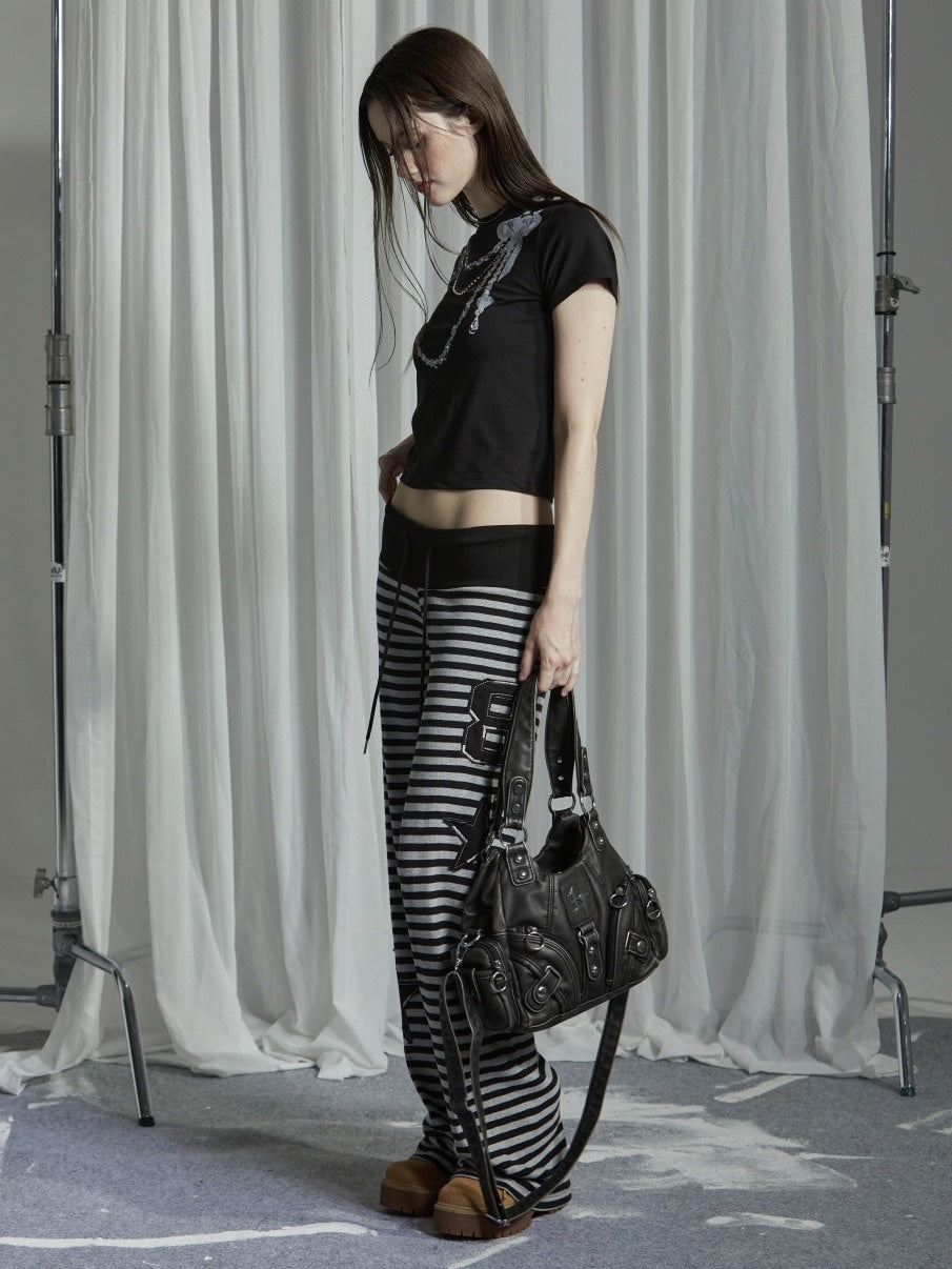 【GATELESS】NECKLACE PRINT CROPPED T-SHIRT / 【ゲートレス】ネックレスプリントクロップド半袖Tシャツ