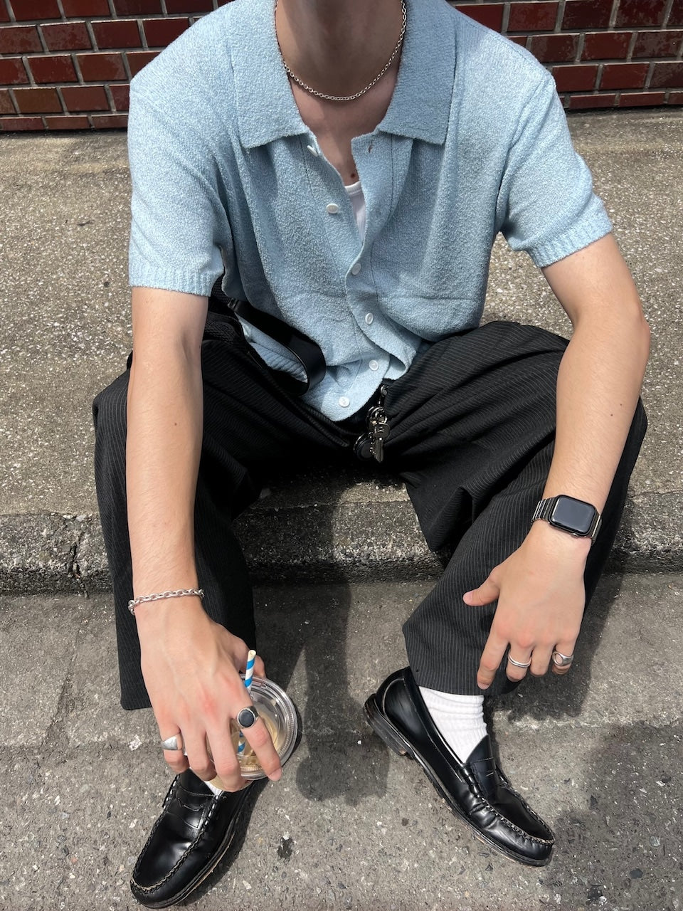 東京店WEB限定受注制【Chikashitsu +】boucle knit polo cardigan