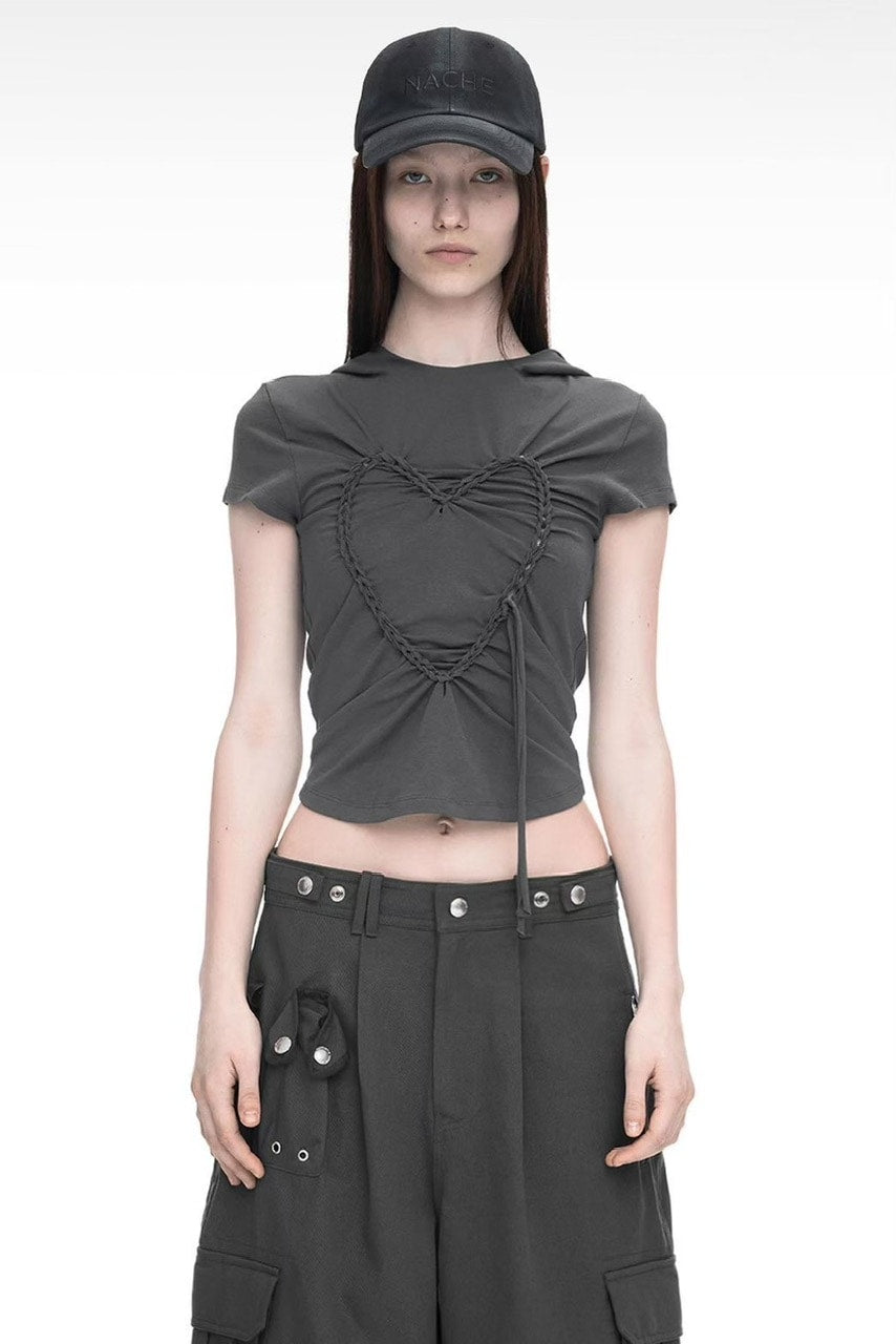 【NACHE】HEART BRAID HOODIE T-SHIRT