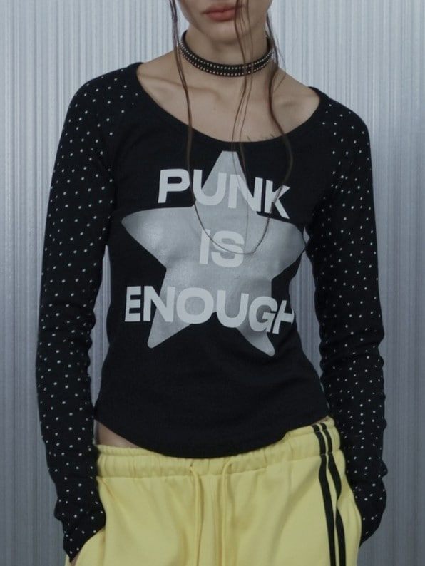 【SETUP‐EXE】STAR SLEEVE PUNK TOP / 【セットアップエグゼ】スタースリーブパンク長袖Ｔシャツ