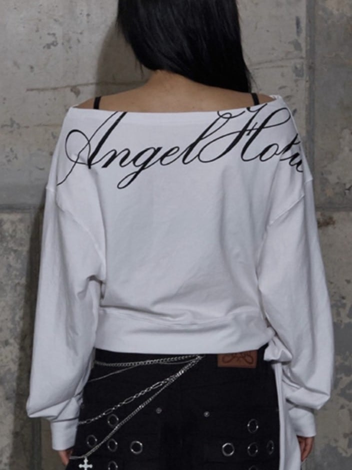 【FANCY CLUB】BOATNECK RIBBON TIE SWEATSHIRT / 【ファンシークラブ】ボートネックリボンタイスウェット長袖Ｔシャツ