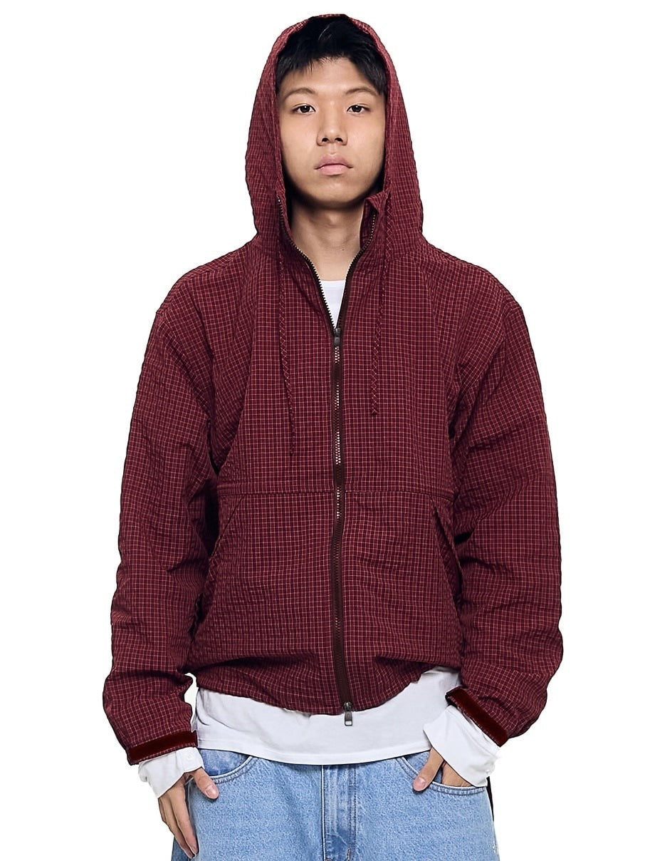 【AAKAM】Check Pattern Hooded Jacket
