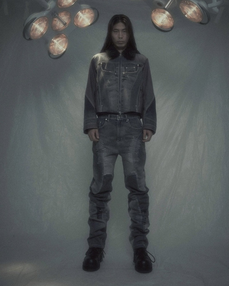 【SURGERY】Surgery fur trimming denim jacket