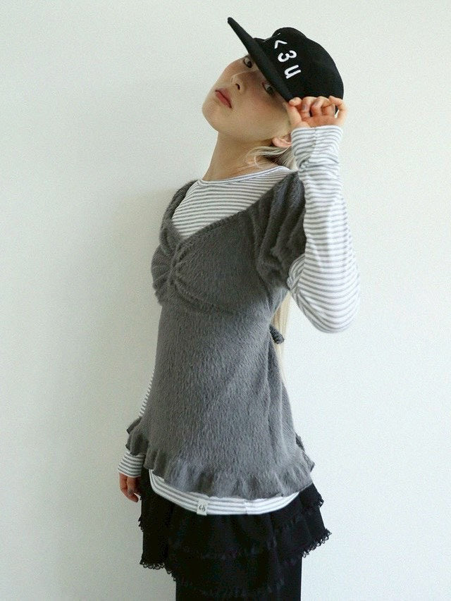 12/21 20:00 発売【Uglyshadow】SOFT SHIRRING T-SHIRT