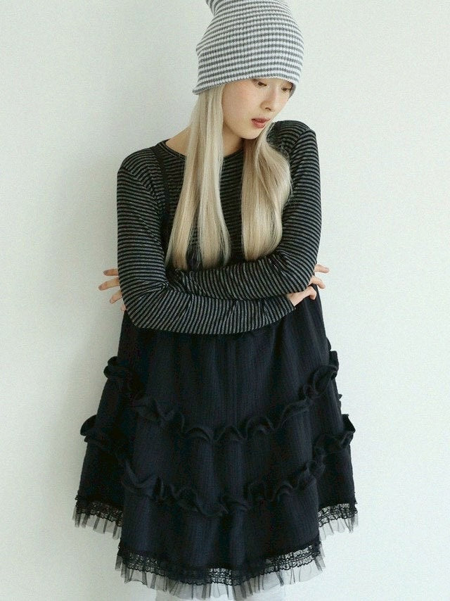 12/21 20:00 発売【Uglyshadow】THIN STRIPED T-SHIRT