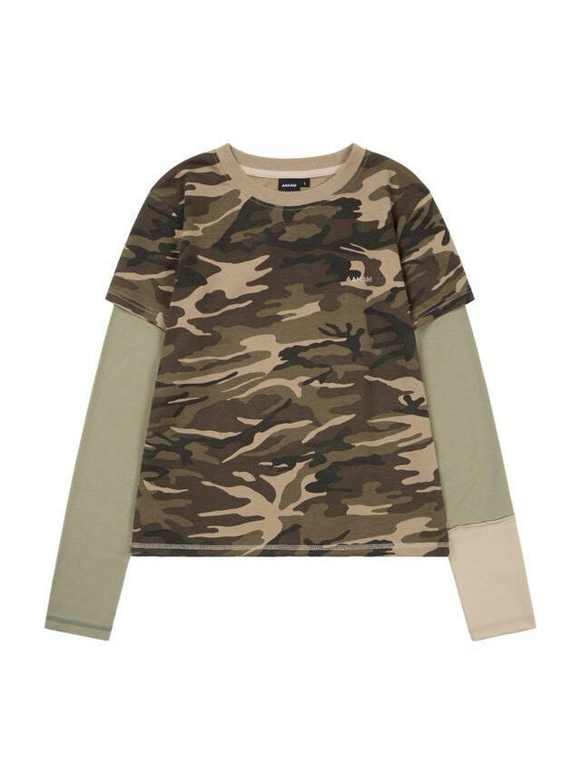 【AAKAM】Camouflage layered Long Sleeve
