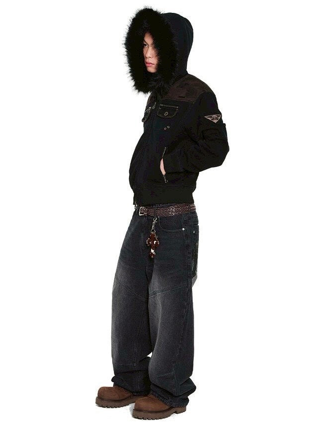 【AAKAM】Fur Camo Contrast Jacket