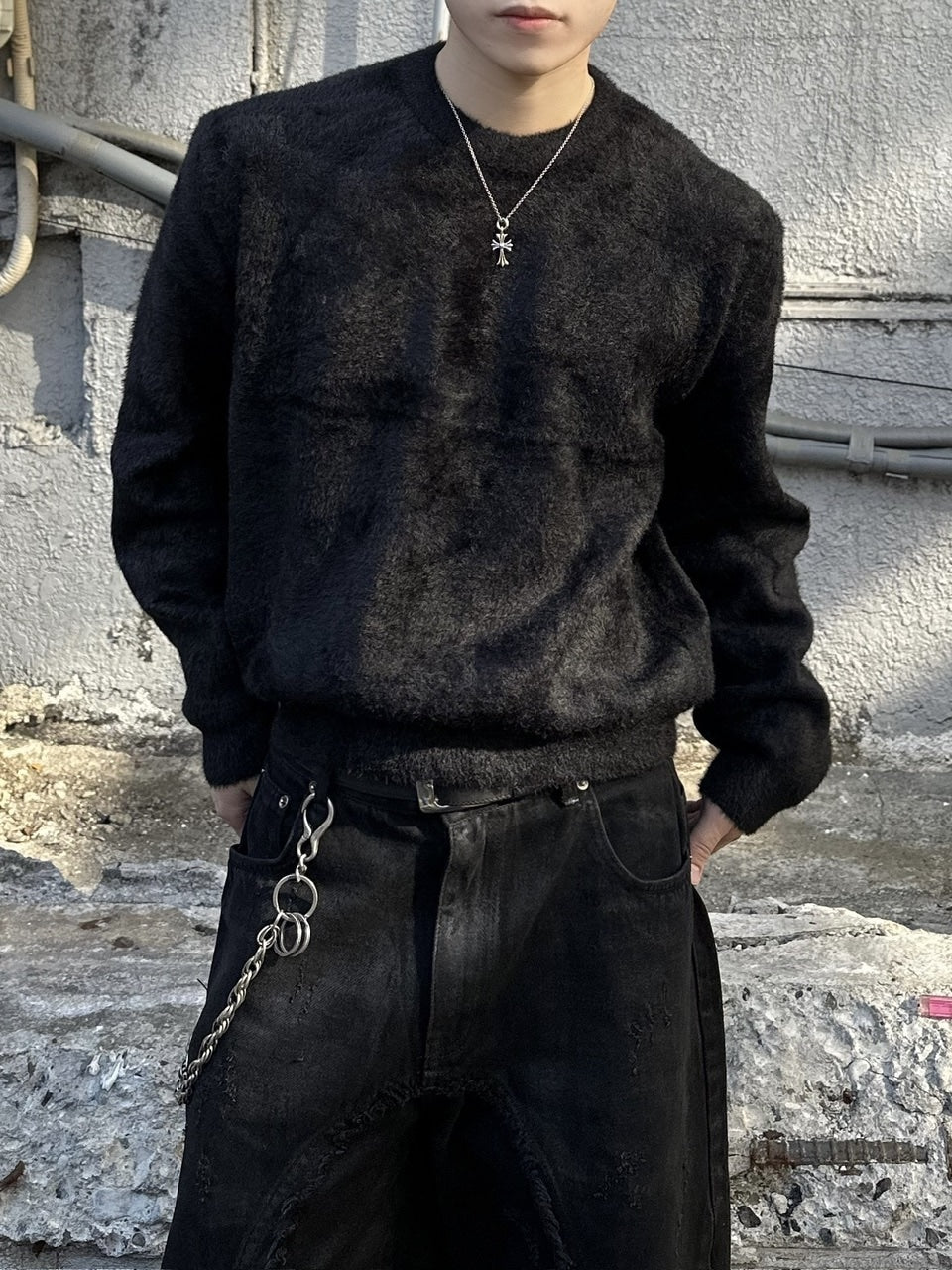 大阪店WEB限定受注制【Chikashitsu +】cropped hairy knit / 【チカシツプラス】クロップドヘアリーニット (3color)