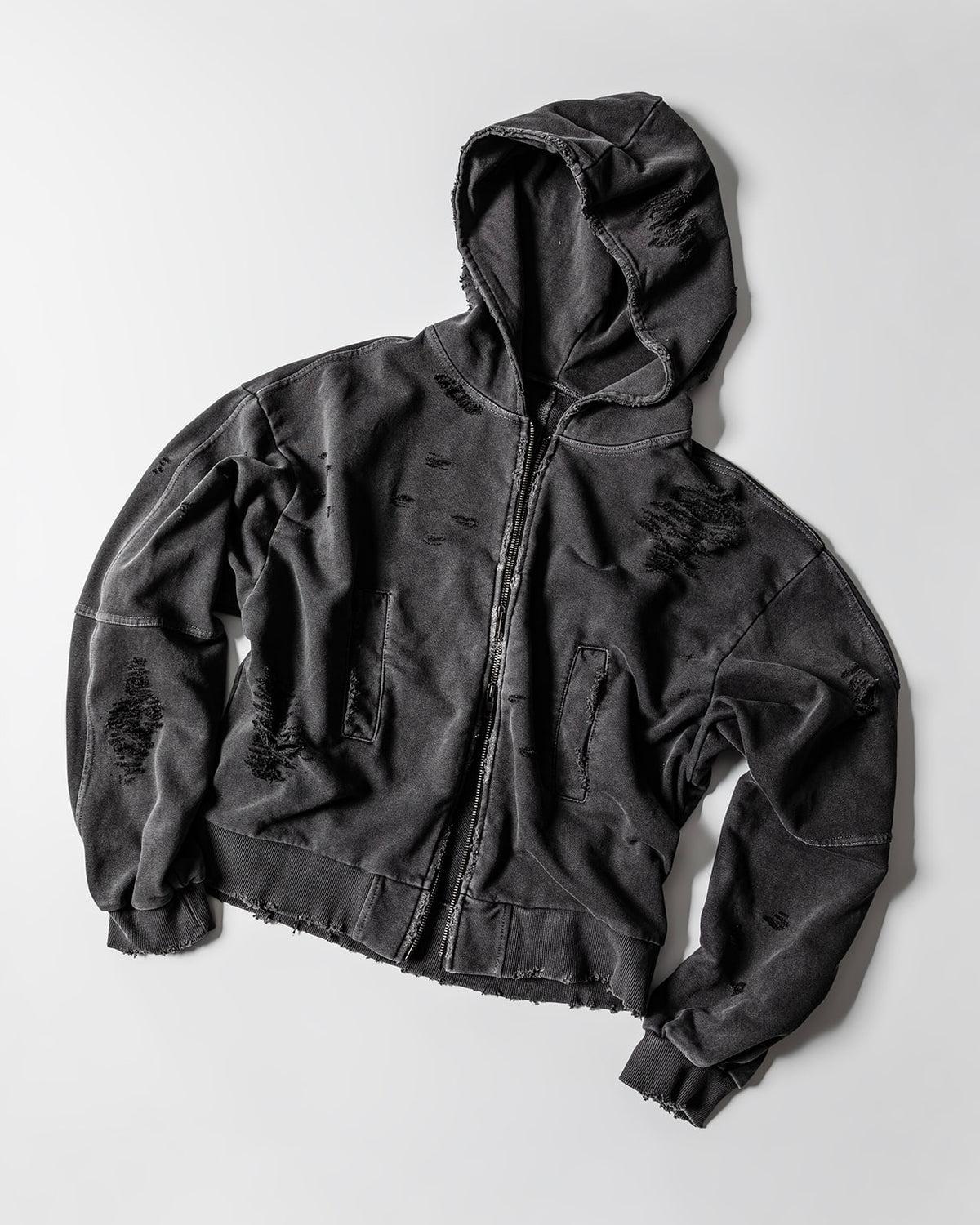 【roaringrad】Damage Crop Hoodie Jacket