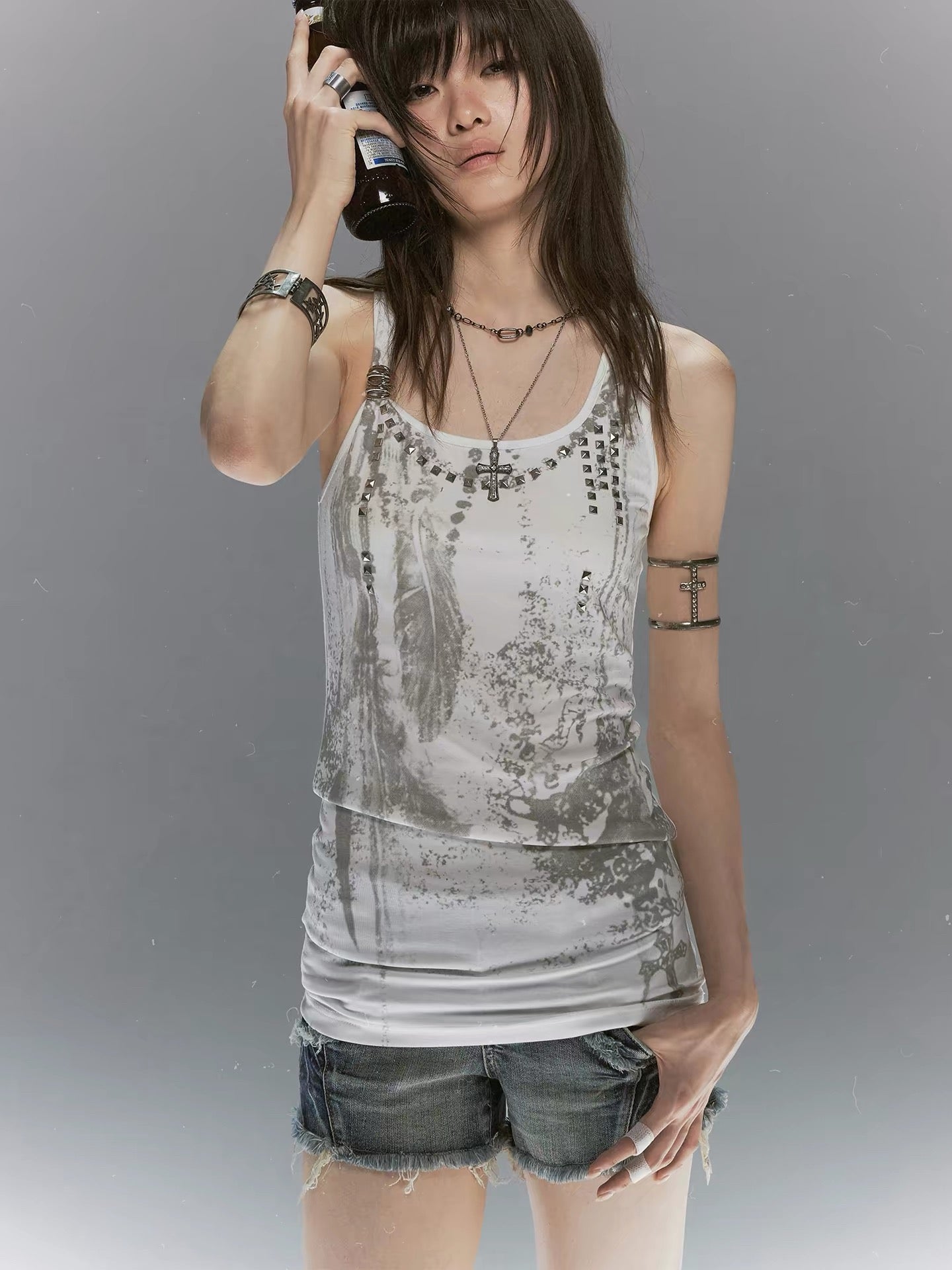 【Cest Nous】Feather rivet camisole