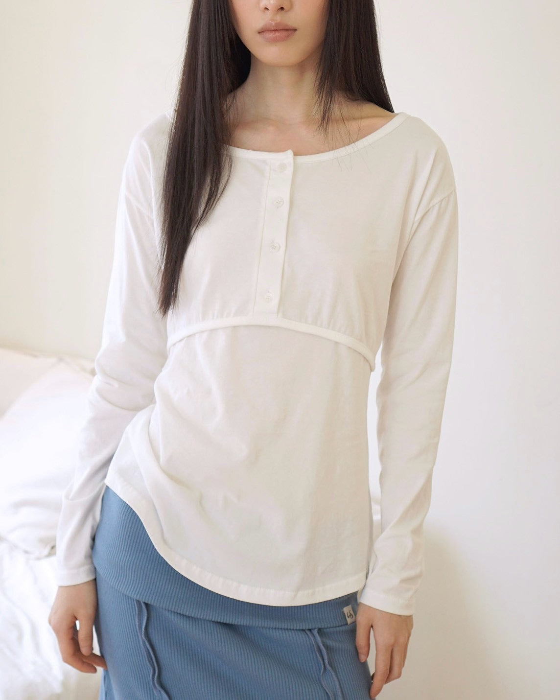 【Uglyshadow】PLACKET RIBBED T-SHIRT