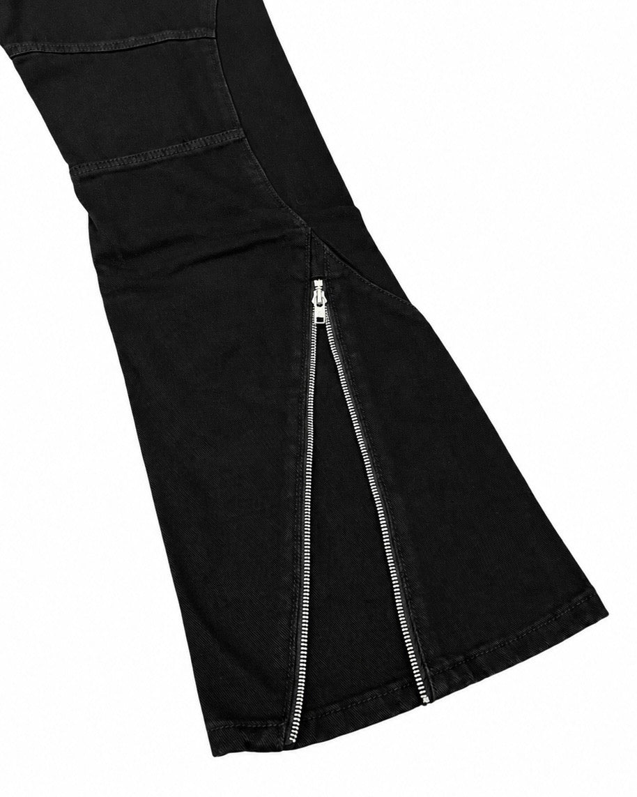 受注制【Never mind the XU】CUTOUT ZIPPER BOOTCUT DENIM (2color)