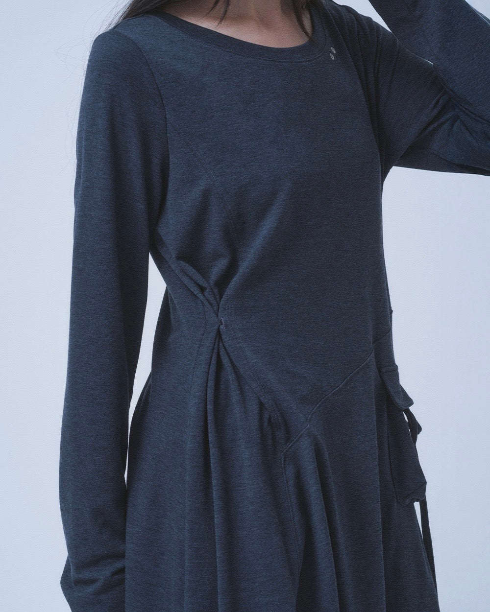 【TUOMIO】BOAT NECK JERSEY DRESS