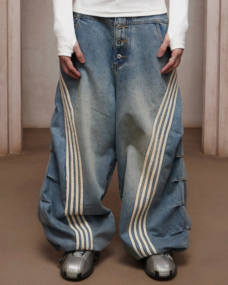 【DND4DES】Sport Pleated Washed Denim Pants