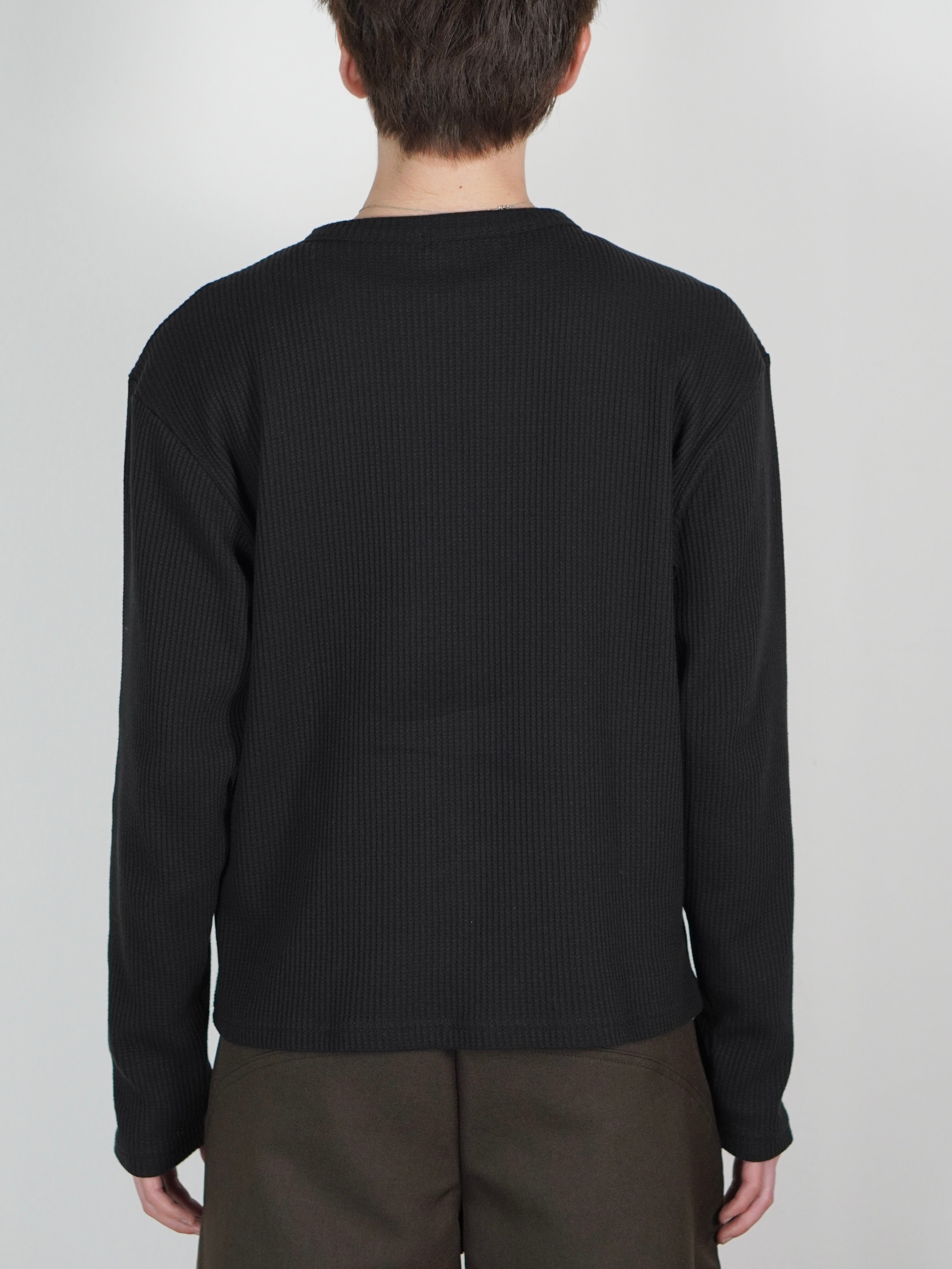 受注制【Chikashitsu +】metal zip waffle long sleeve (2color