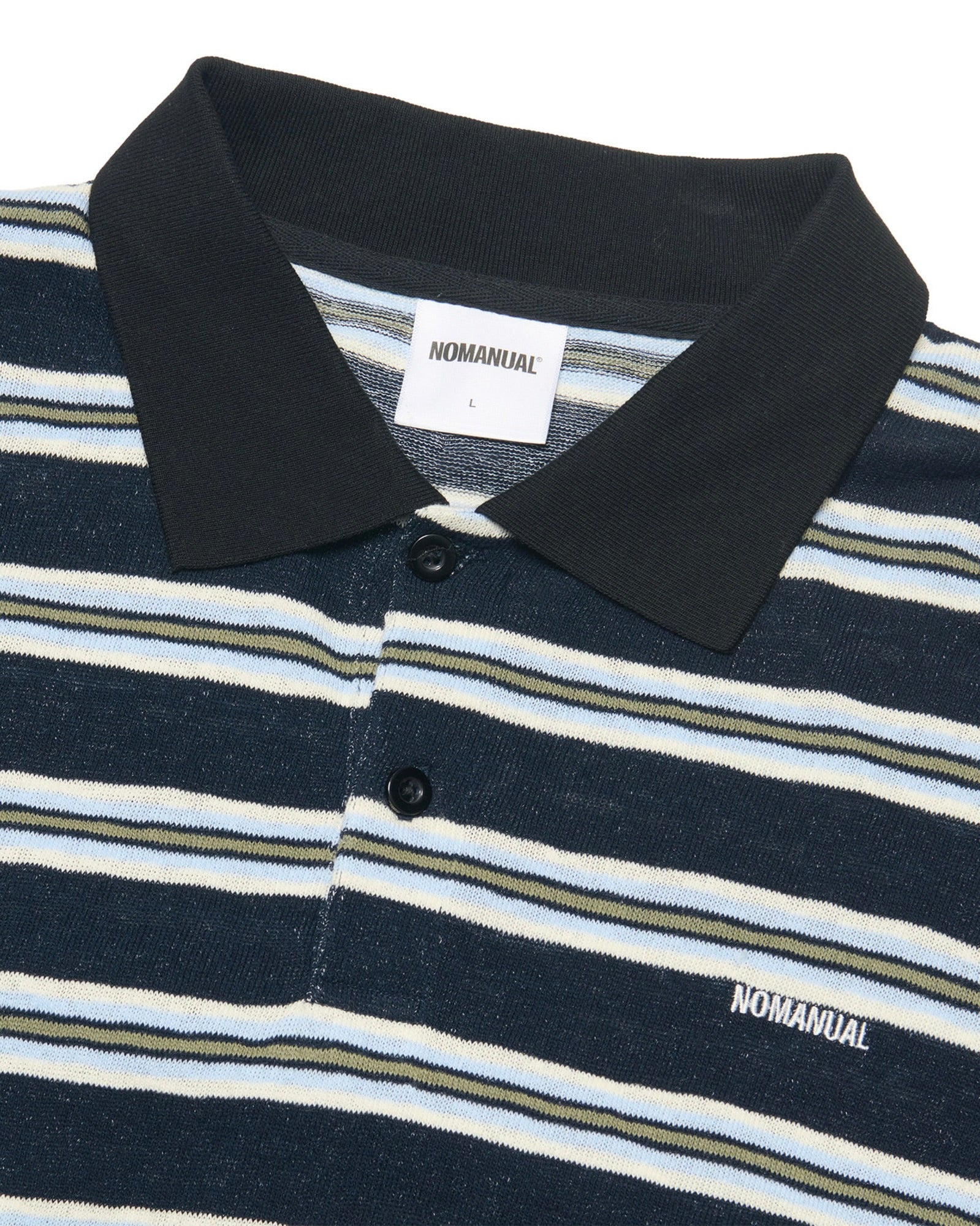 【NOMANUAL】STRIPE POLO LONG SLEEVE TEE