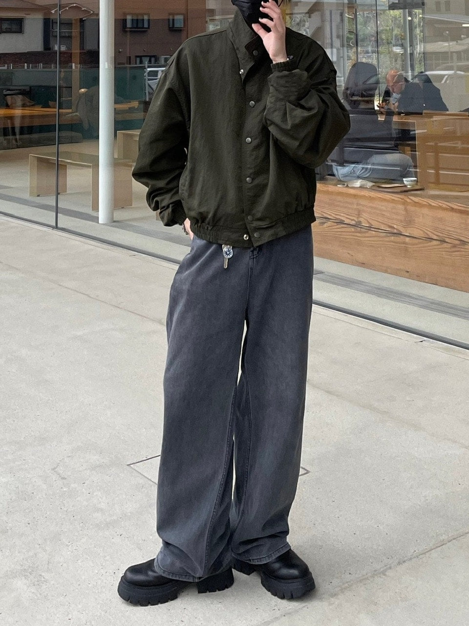 受注制【Chikashitsu +】design cropped blouson (2color)