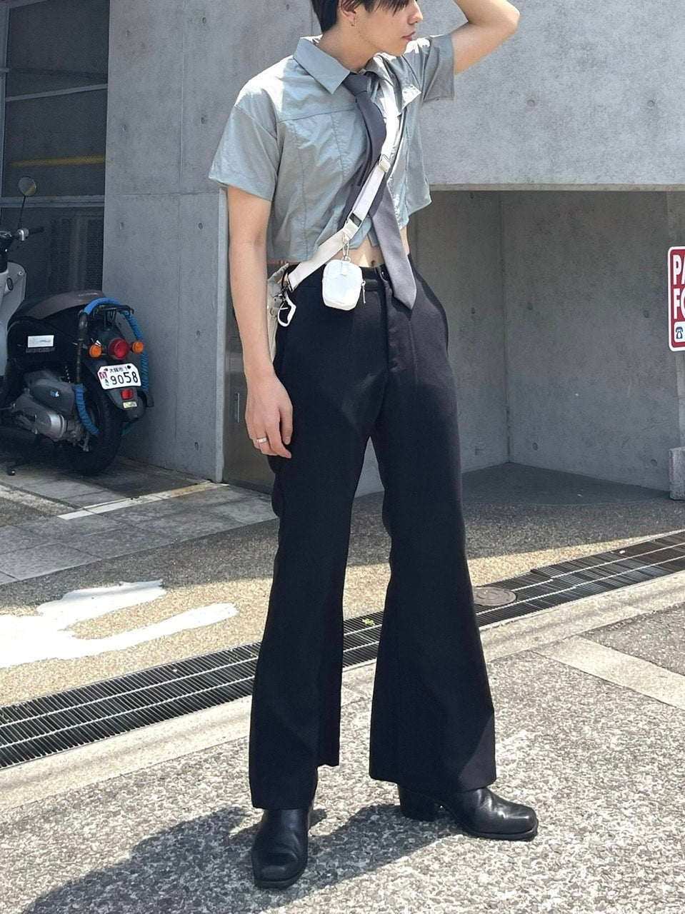 【Chikashitsu + ORIGINAL】full length flare slacks (2color)
