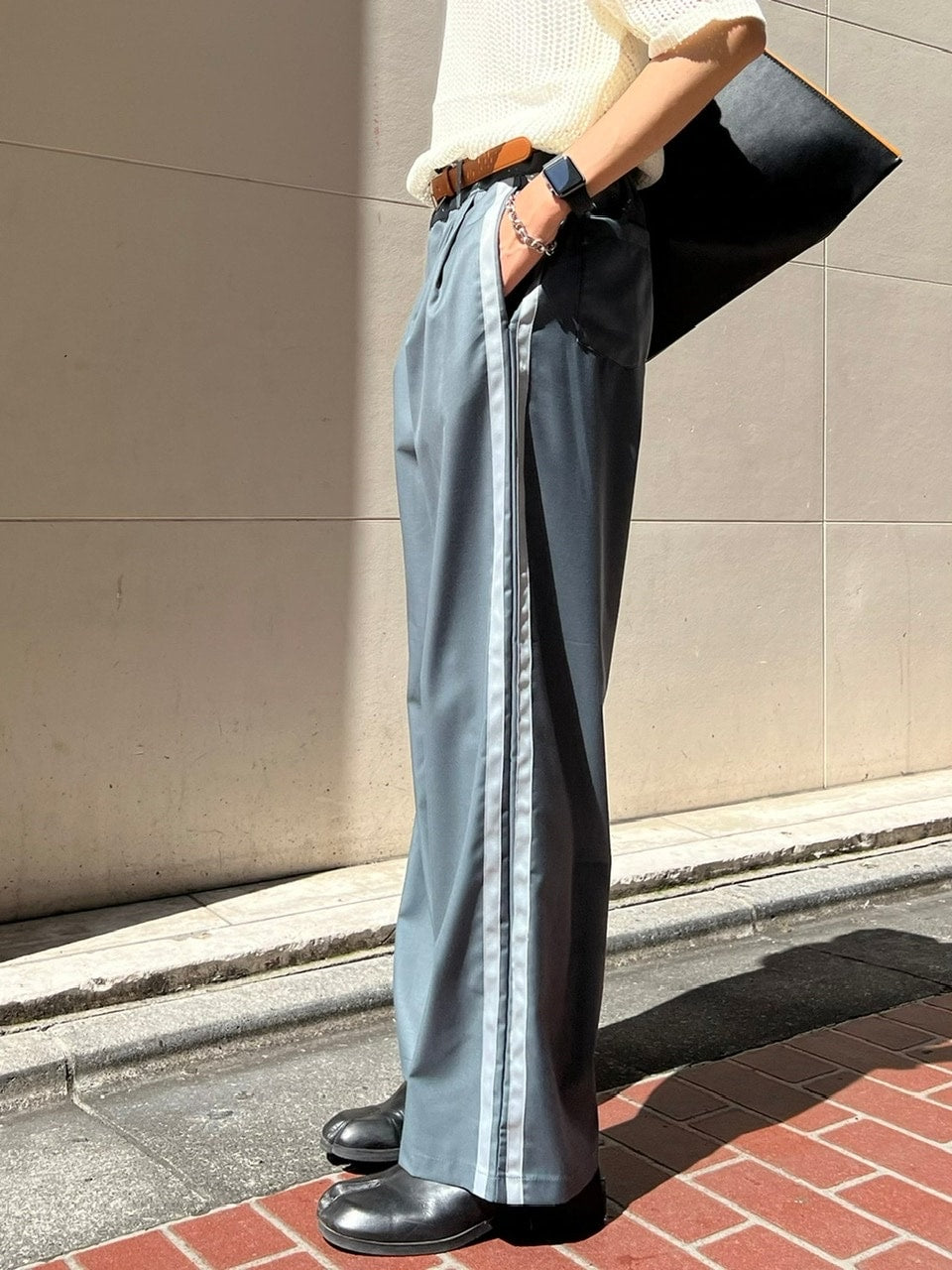受注制【Chikashitsu +】side line slacks (3color)