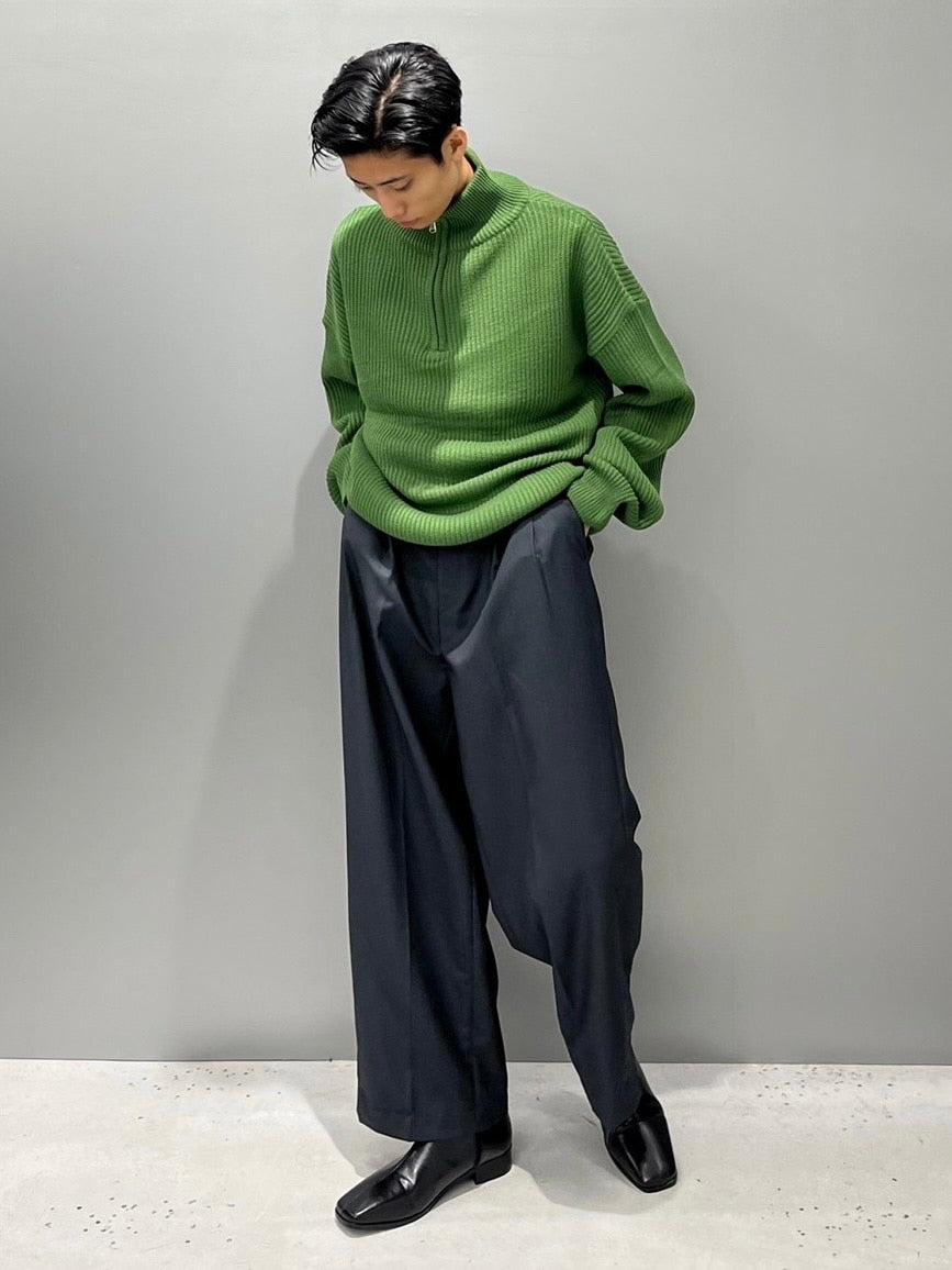 【Chikashitsu +】half zip high neck knit (3color) / 【チカシツプラス】ハーフジップアップハイネック長袖ニット