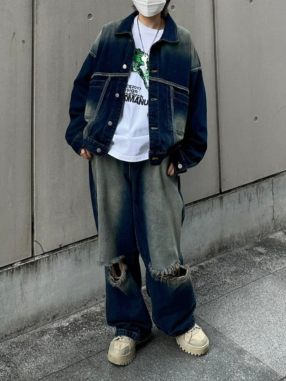 受注制【Chikashitsu +】vintage wash denim jacket (2color)