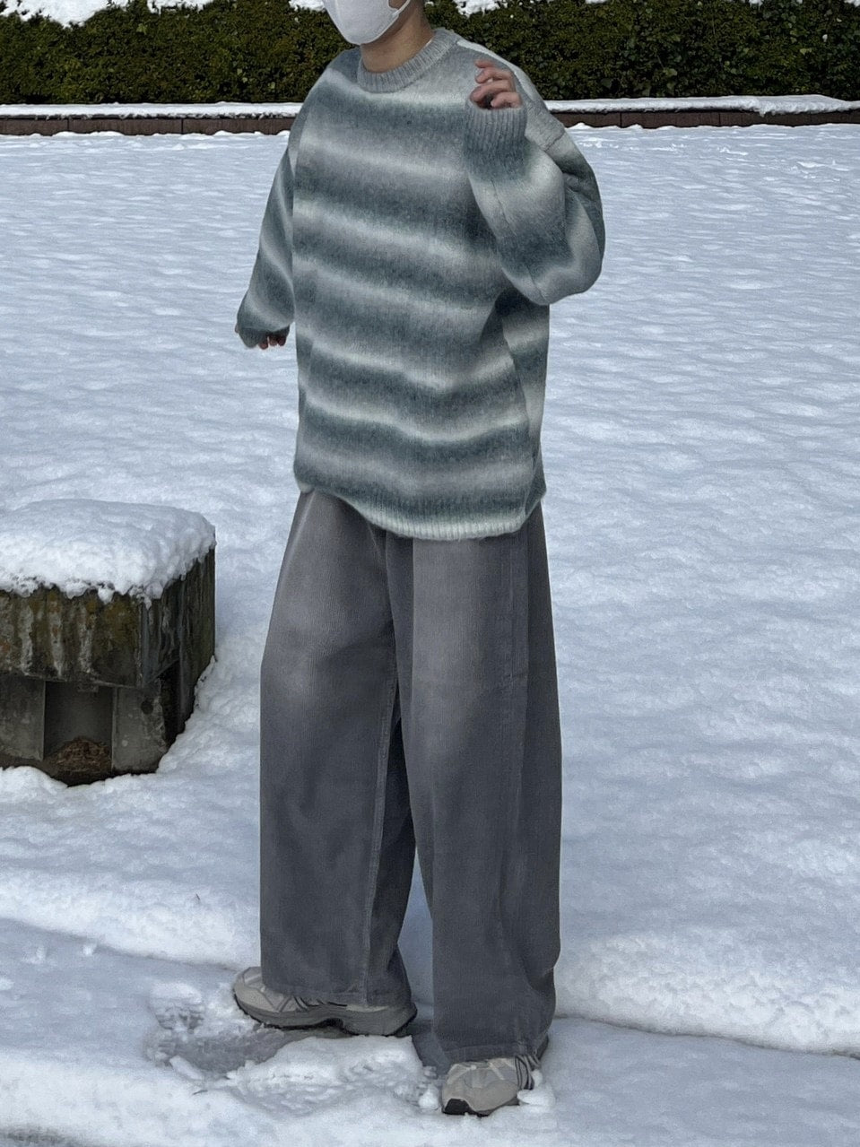 受注制【Chikashitsu +】vintage wash wide corduroy pants (2color)