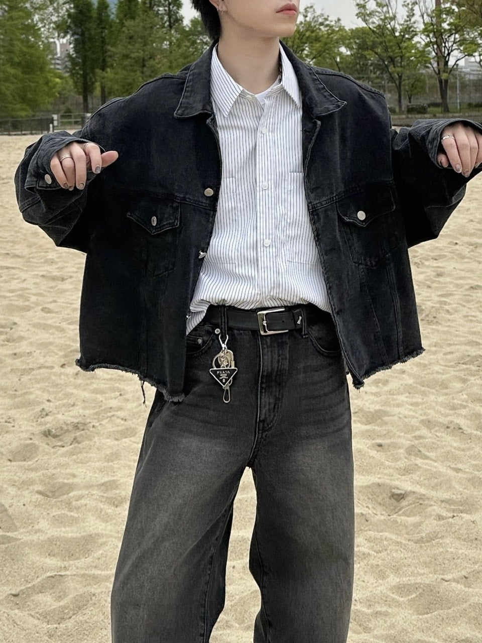 大阪店WEB限定受注制【Chikashitsu +】cutting cropped denim jacket (3color)