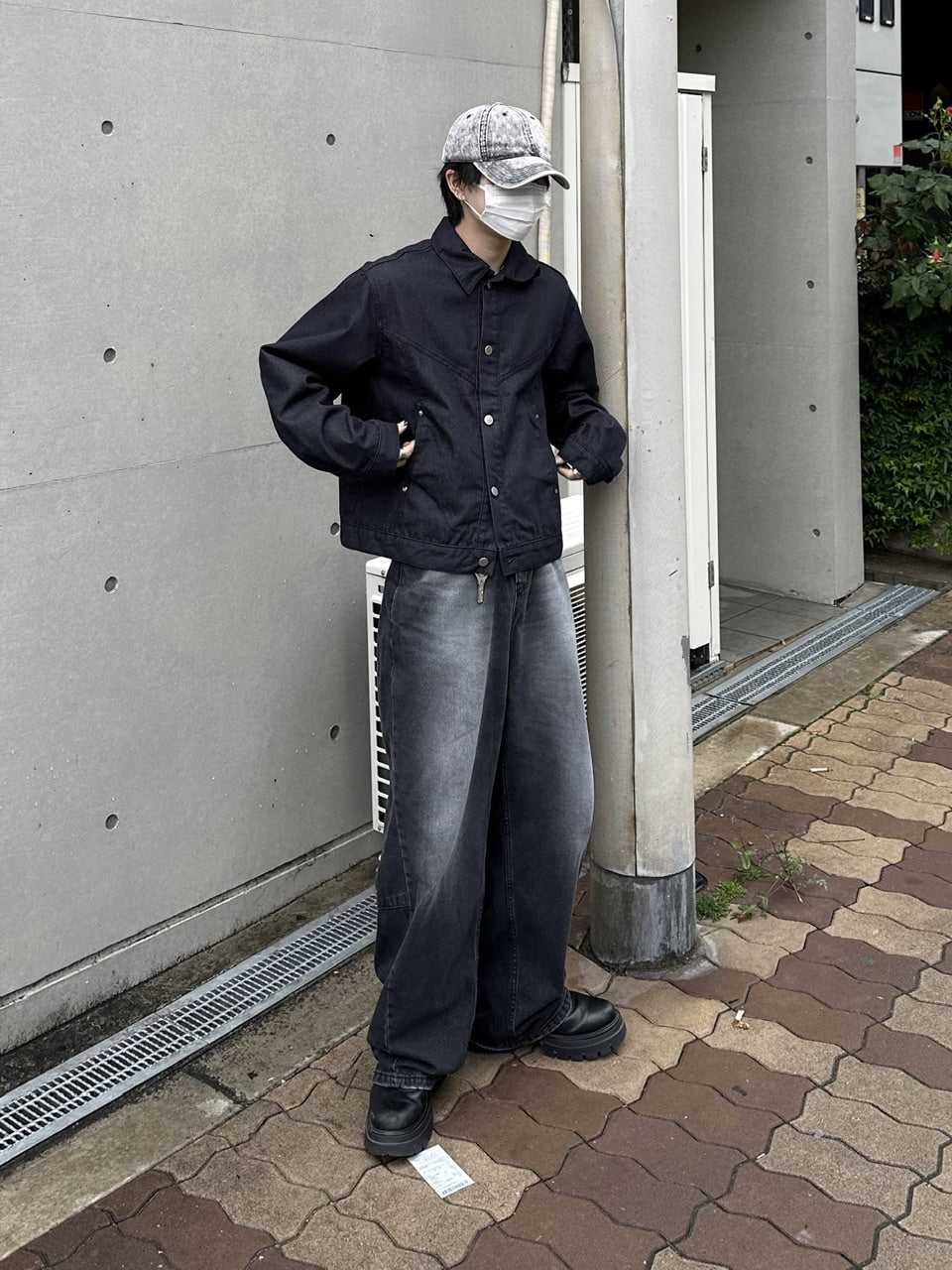 受注制【Chikashitsu +】set up design denim short jacket (2color)