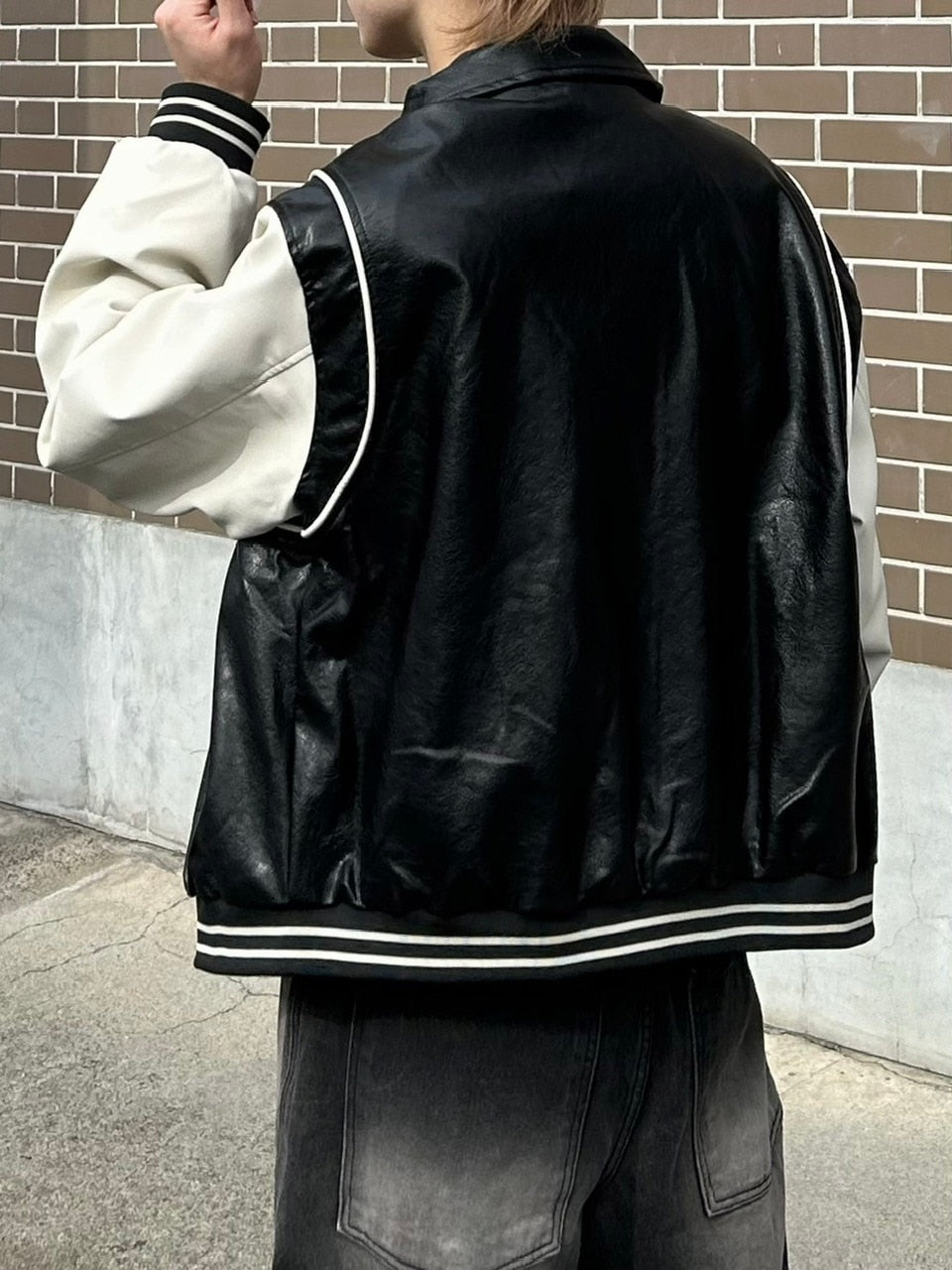 受注制【Chikashitsu +】leather piping jacket (2color)