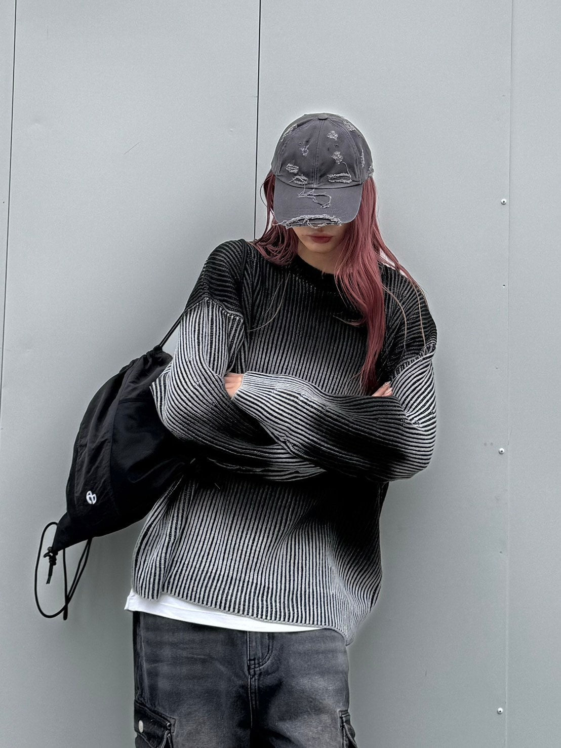 受注制【Chikashitsu +】bleach washing knit (3color) / 【チカシツプラス】ブリーチウォッシング長袖ニット