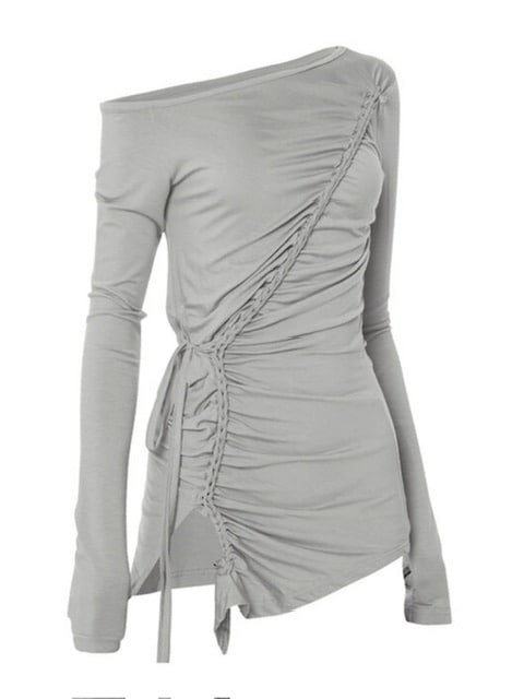 【FLAREUP】Handmade Twisted One-Shoulder Long Sleeve / 【フレアアップ】ハンドメイドツイストワンショルダー長袖Ｔシャツ