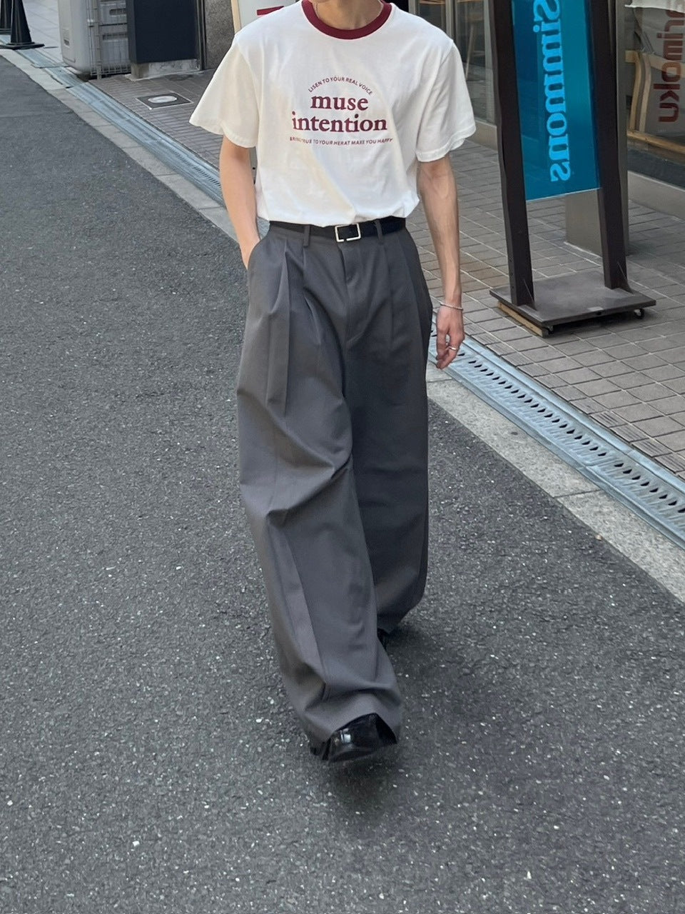 大阪店WEB限定受注制【Chikashitsu +】2tuck wide cotton pants (2color)