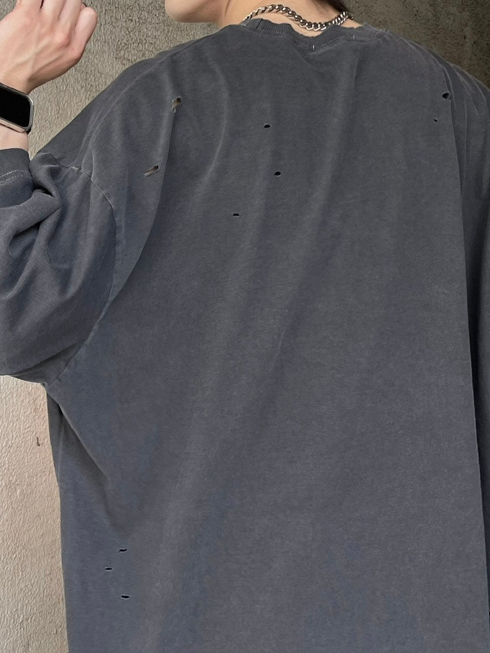 【Chikashitsu +】pigment damage overfit t-shirt (2color)