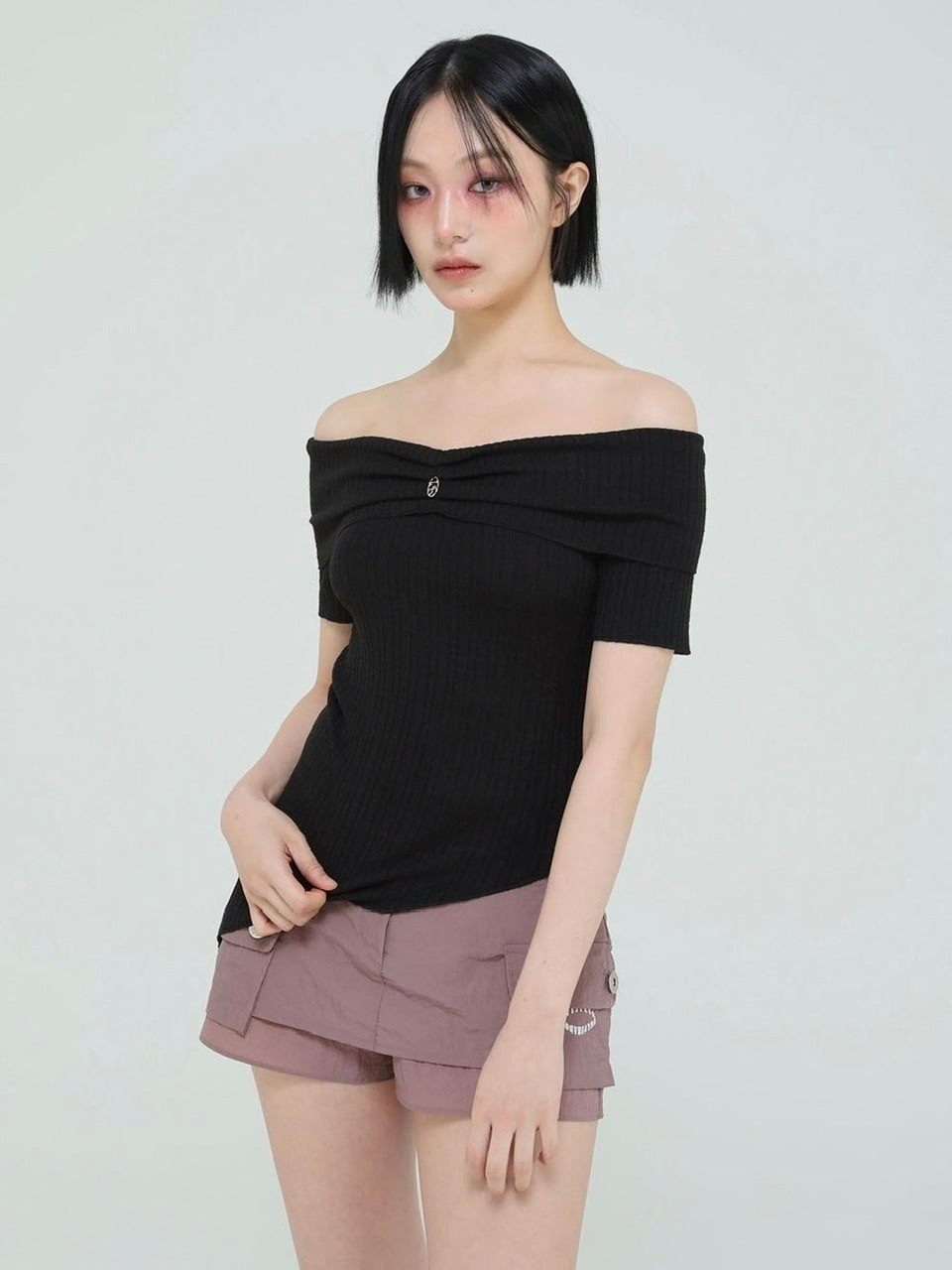 【Uglyshadow】UNBALANCED KNIT OFF SHOULDER