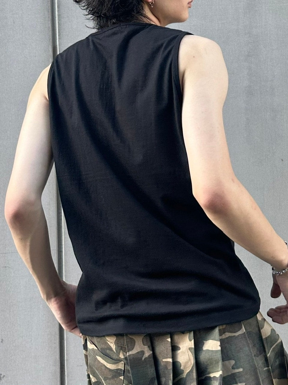 【Chikashitsu +】henry neck sleeveless (3color) / 【チカシツプラス】ヘンリーネックタンクトップ