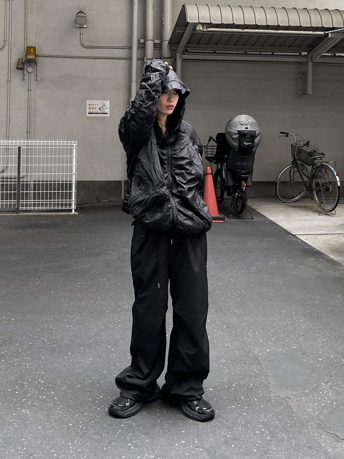 受注制【oaks】shirring design nylon jacket (3color)