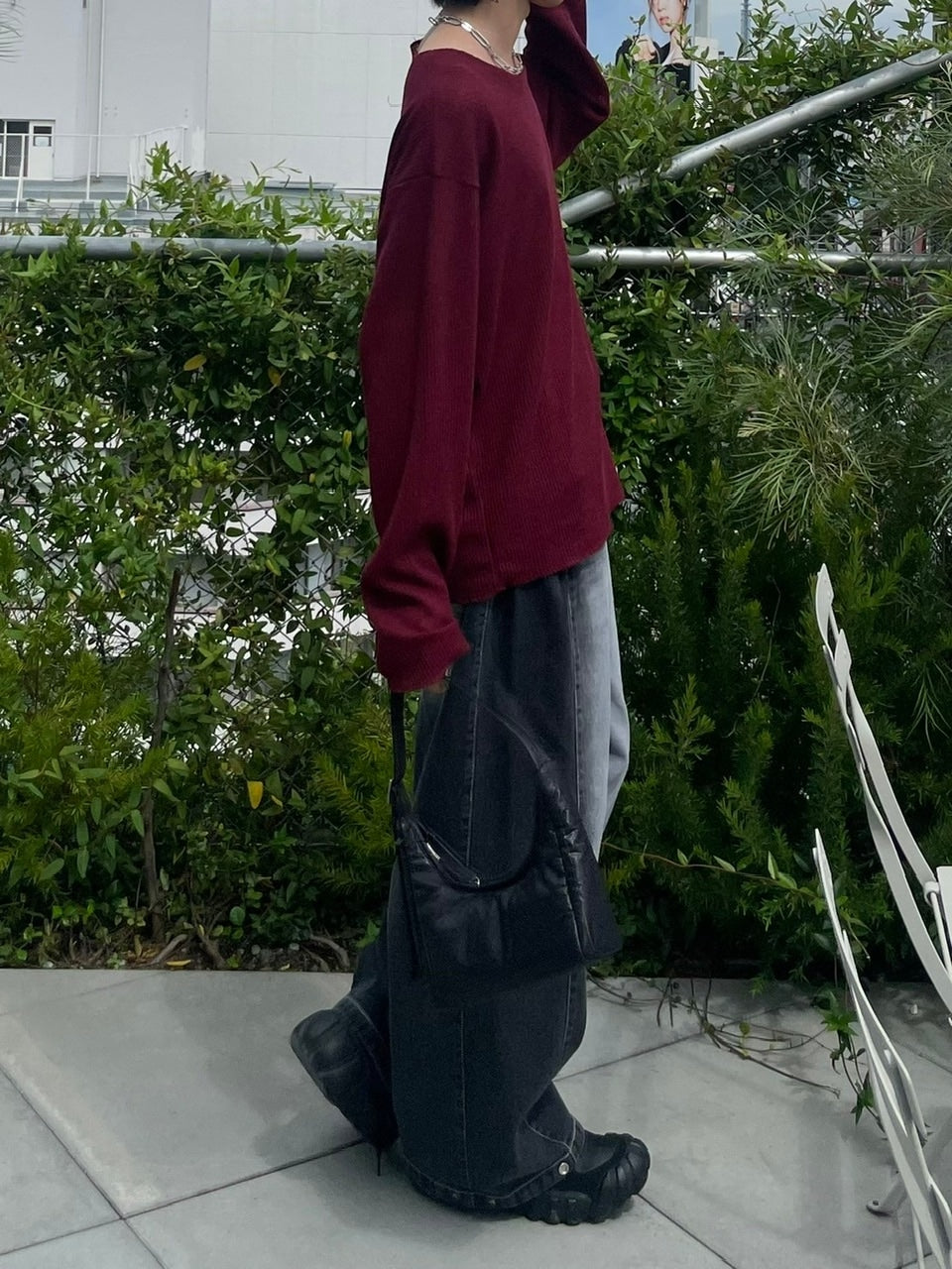 受注制【Chikashitsu +】wide neck light knit (4color)