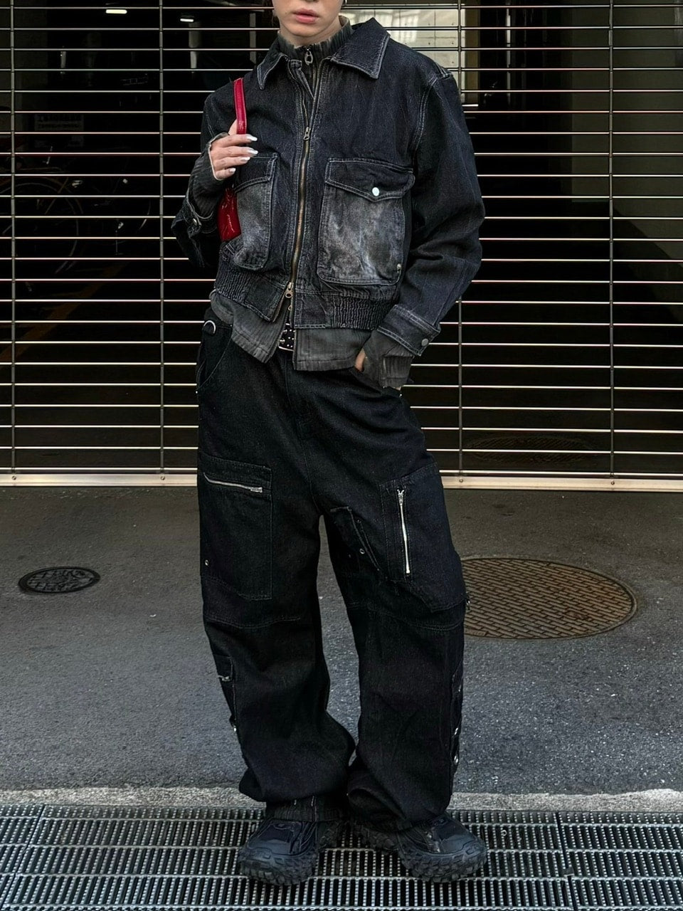 受注制【Chikashitsu +】steel ring denim cargo pants