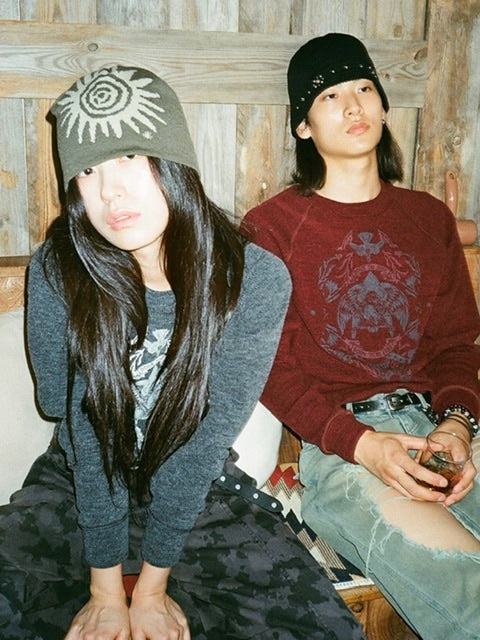 【AAKAM】Eagle Printed Knit / 【アーカム】イーグルプリント長袖ニット