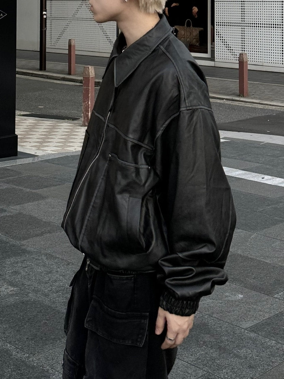 大阪店WEB限定受注制【Chikashitsu +】washing vegan leather jacket (2color)