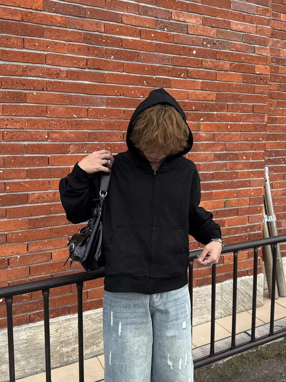 国際配送【RENOL】cropped zip up hoodie (2color)