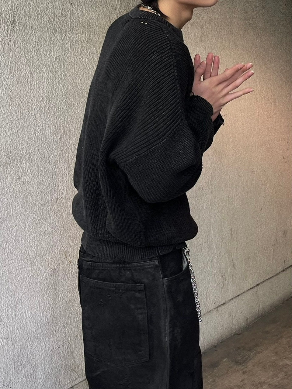 【Chikashitsu +】vintage wash damage knit (3color) / 【チカシツプラス】ビンテージウォッシュダメージ長袖ニット