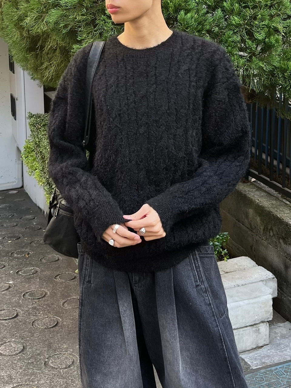 受注制【Chikashitsu +】angora like cable knit (3color)