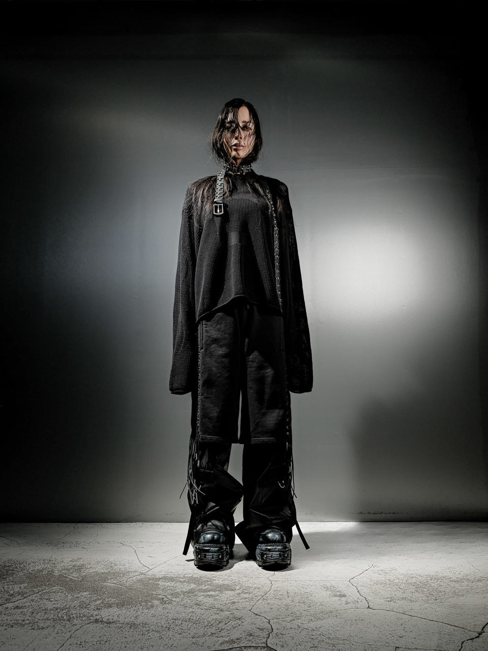 【DIG YOUR OWN GRAVE】MESH DIG LOGO KNIT / 【ディグユアオウングレイブ】メッシュロゴ長袖ニット