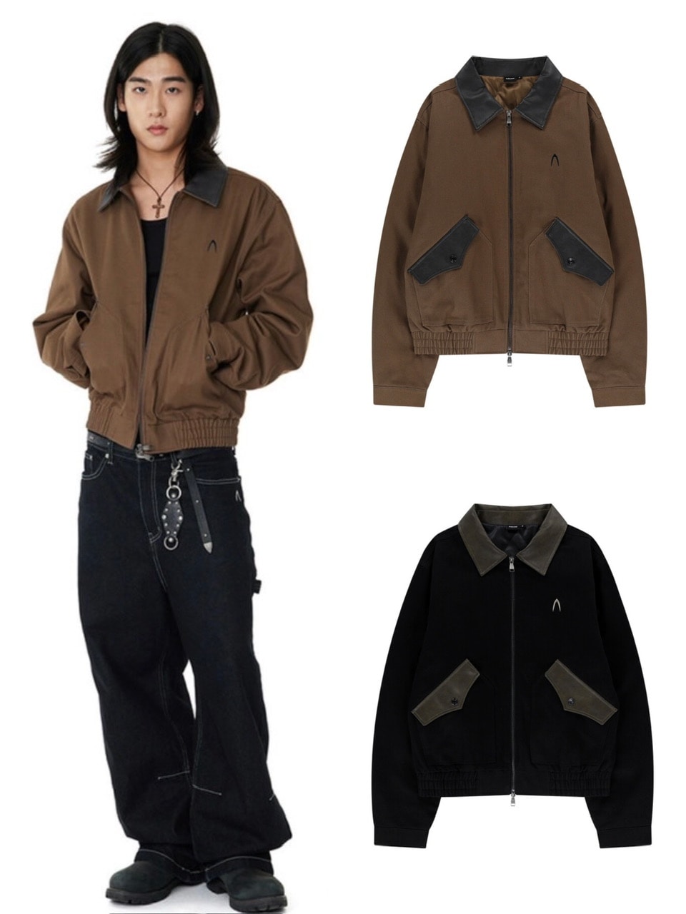 AAKAM】Contrast Leather Work Jacket – PRESSING WEB SHOP