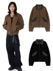 【AAKAM】Contrast Leather Work Jacket