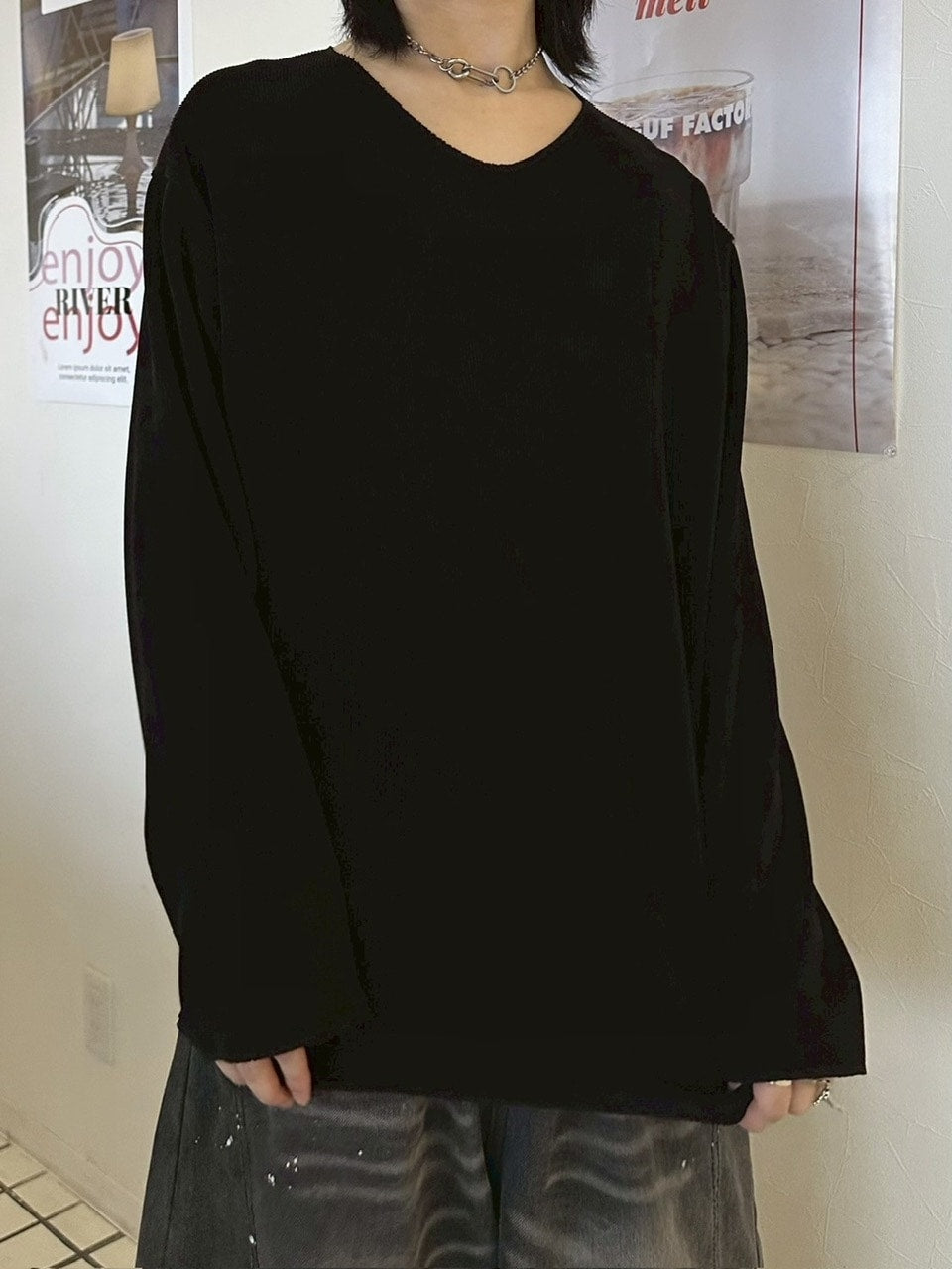 【LUV CODE】v neck rib knit (3color)